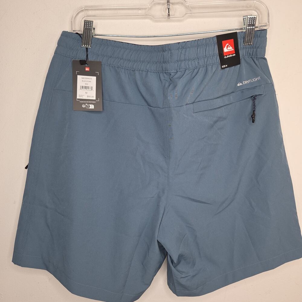 Quiksilver Mens M Amphibian Shorts Blue Stone DryFlight 7" Inseam Zip NWT $55